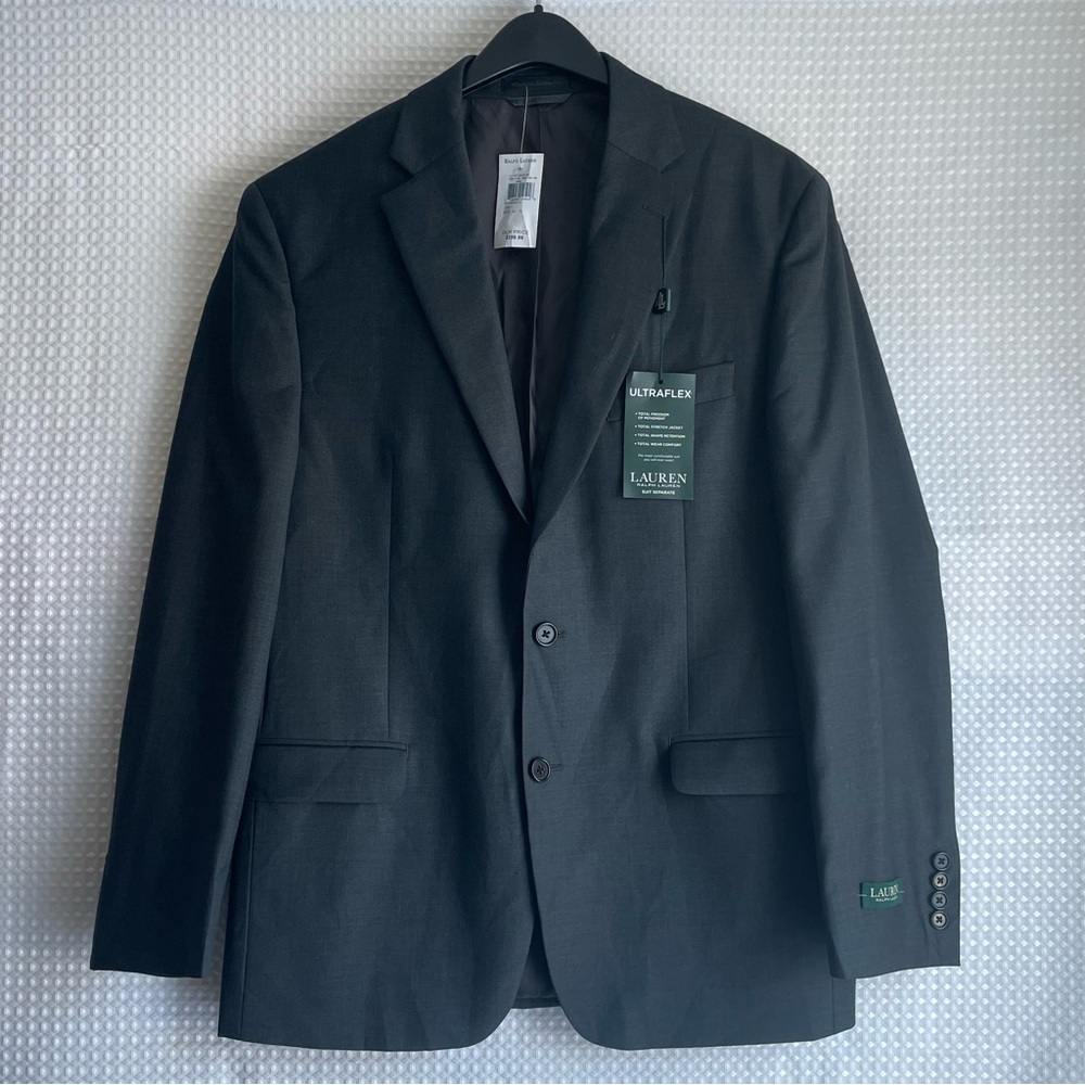 NWT Lauren Ralph Lauren 40R Blazer 100% Wool Ultraflex Charcoal Grey Sport #716 - Picture 1 of 15